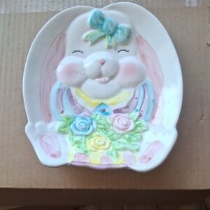 Easter Bunny Platter Candy Dish Decor K'S Collection